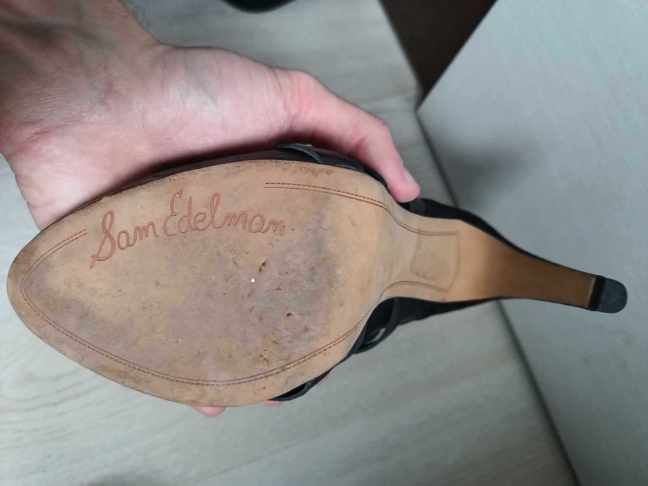 Ghete din Piele Sam Edelman Black Kendrix Leather Goth Rock Nr. 39