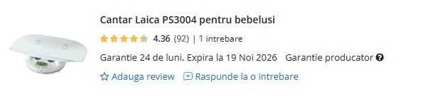 Vand Cantar Bebelusi Laica PS3004 - Stare foarte buna, ca nou, in garantie