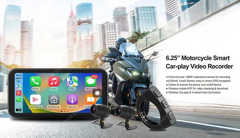 Motorcycle Мото мултимедия с Android CarPlay/Android Auto DVR камери