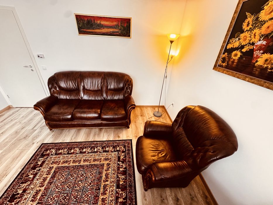 Canapea piele cu fotolii retro extensibila, Italia