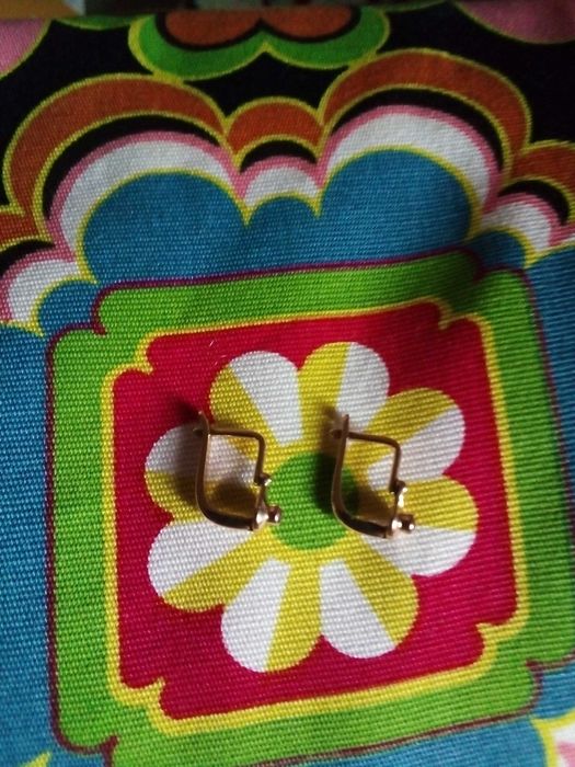 Антикварни руски златни обеци 583  с рубинчета