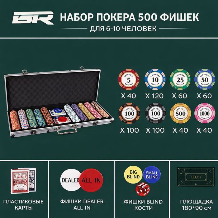 Набор покера 500 фишек
