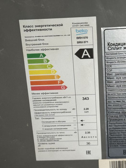 Продам кондиционер Beko BRH 070