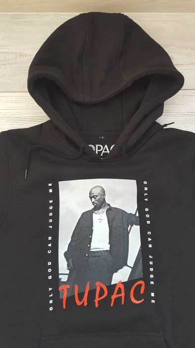 Мъжки черен ватиран суитшърт с качулка  TUPAC размер S