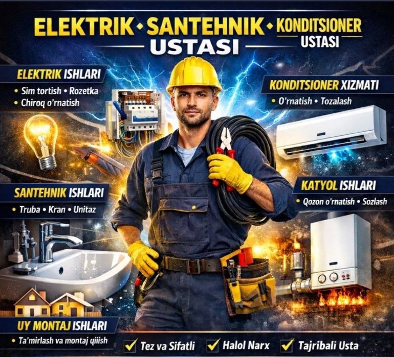 Elektr montaj ishlar. Santexnik xizmati.