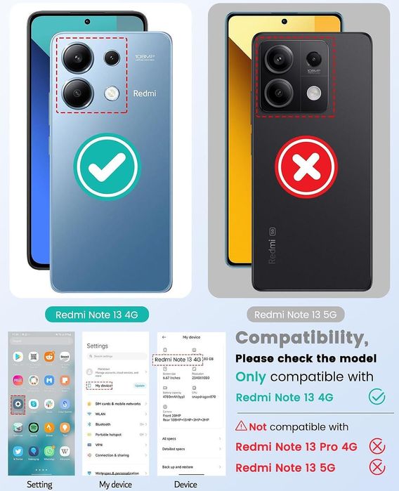 Прозрачен Силиконов Удароустойчив Кейс за Xiaomi Redmi Note 13 4G 5G