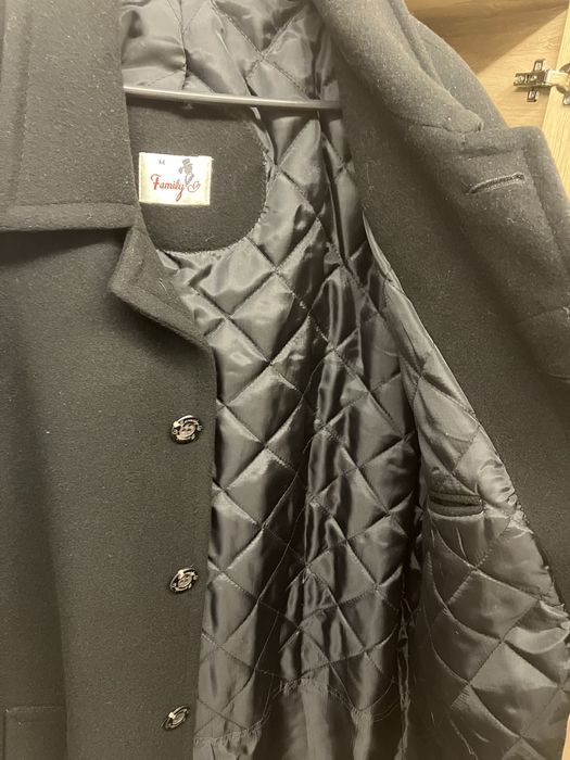 Дебело дълго черно мъжко палто размер 52