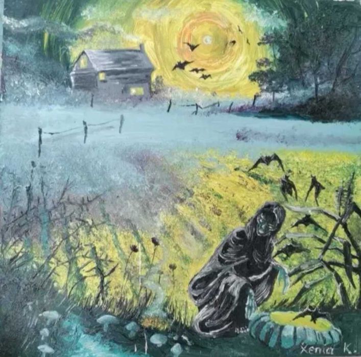 Tablou original ulei pe lemn, gothica Autumna