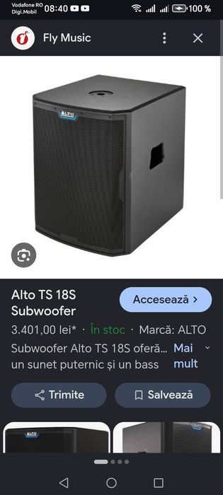 Subwoofer activ alto ts18c stare buna