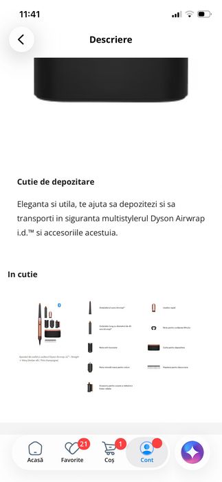 Vand Dyson HS08 Airwrap i.d, conexiune bluetooth, 3 trepte de viteza, 3 trepte de temperatura, Amber Silk