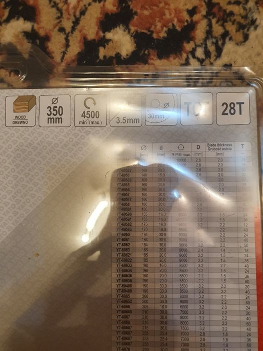 Panza circulara cu vidia lemn 350 mm Yato