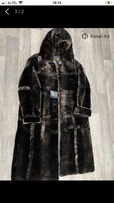 Шуба мутон капюшен норка