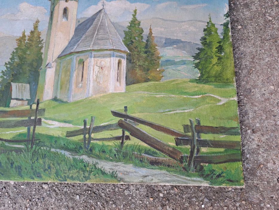 tablou vechi pictura pe panza 50/40 cm cm semnat datat