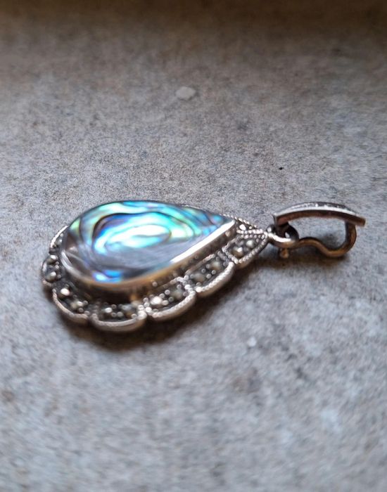 Set, brățară, pandantiv și inel - argint 925 cu abalone și marcasite