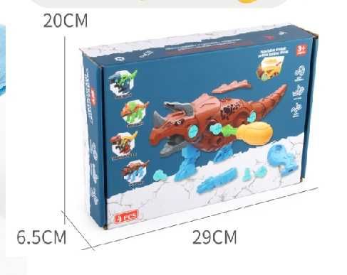 Детский развивающий конструктор  динозавры с шуруповёртом и отверткой.