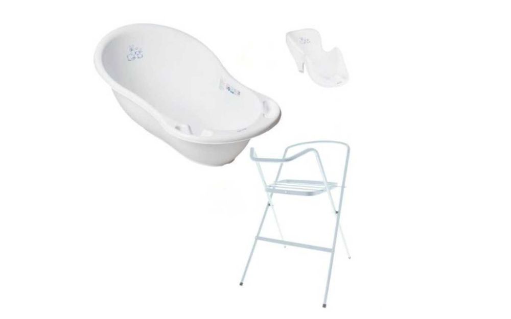 Set Cadita Folk 102cm cu Suport metalic si Suport Anatomic Alb