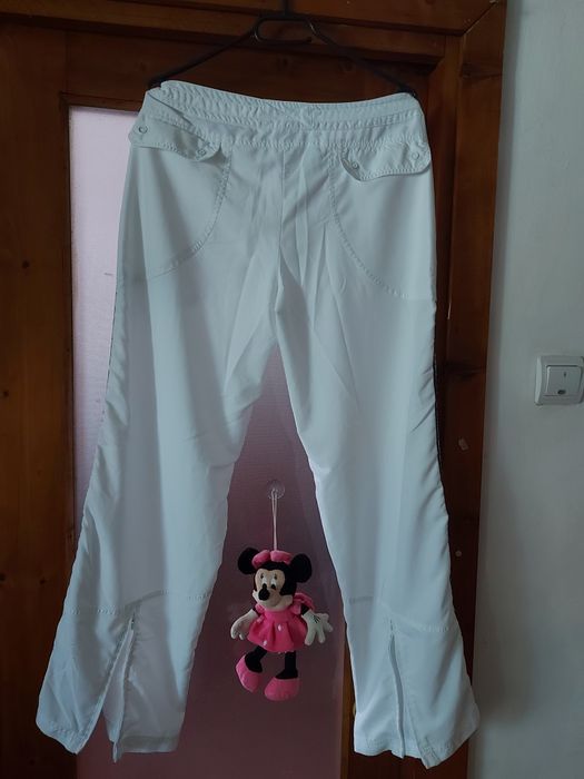 Pantaloni trening Adidas alb cu negru mărimea L