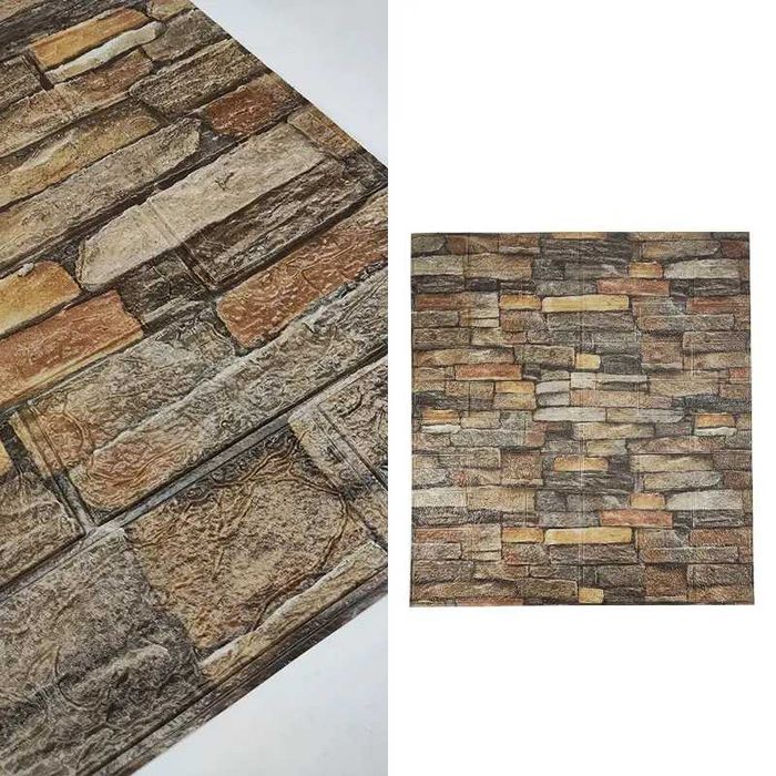 3D Тапети, Самозалепващи Пана Тапет 3D Тухли Релефни за стена