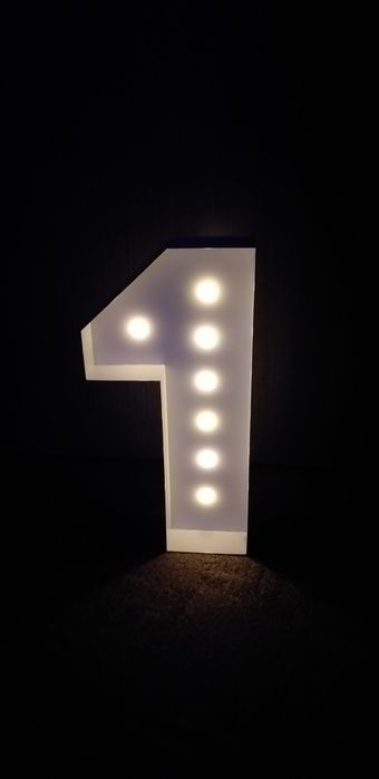 Cifra 1 cu lumină led din metal 35cm petrecere candybar