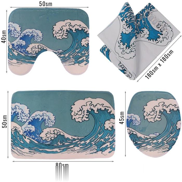 Sanuzel uchun gilamlar to'plami va vanna parda