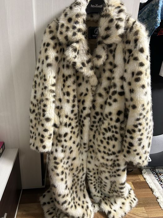 Шуба леопард пушистая