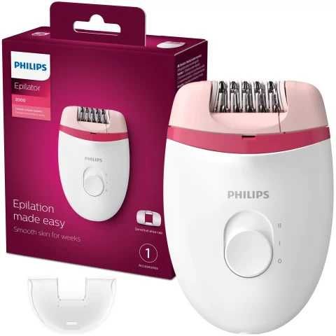 Epilator Philips Satinelle BRE235/00, 2 viteze, cap de epilare lavabil, 1 accesoriu, Alb