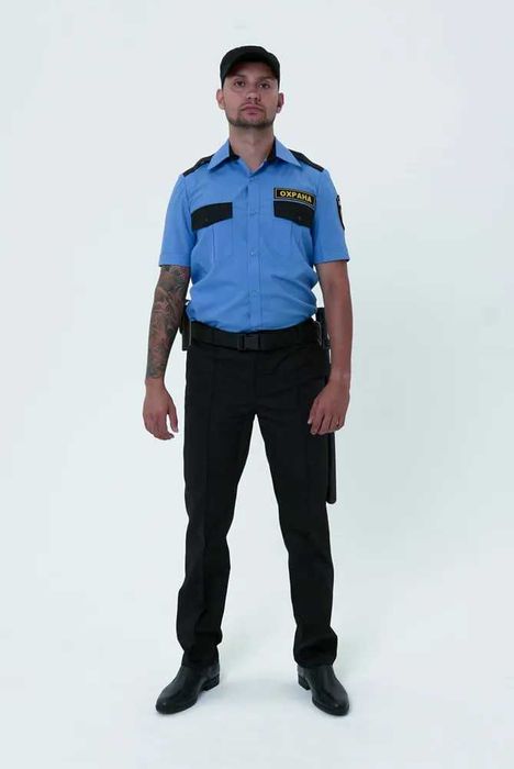 Рубашка охрана короткий рукав черная и голубого цвета на заказ