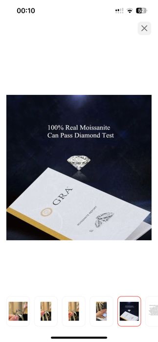 Кольцо GRA муассанит