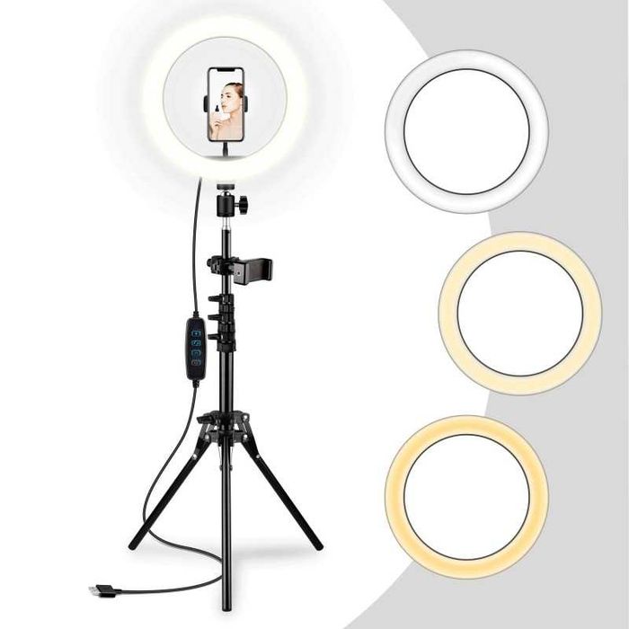 LED ринг лампа, за Youtube, Tiktok, с трипод 210см