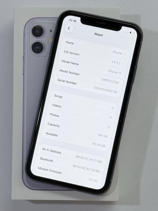 iPhone 11 Purple 91% battery
