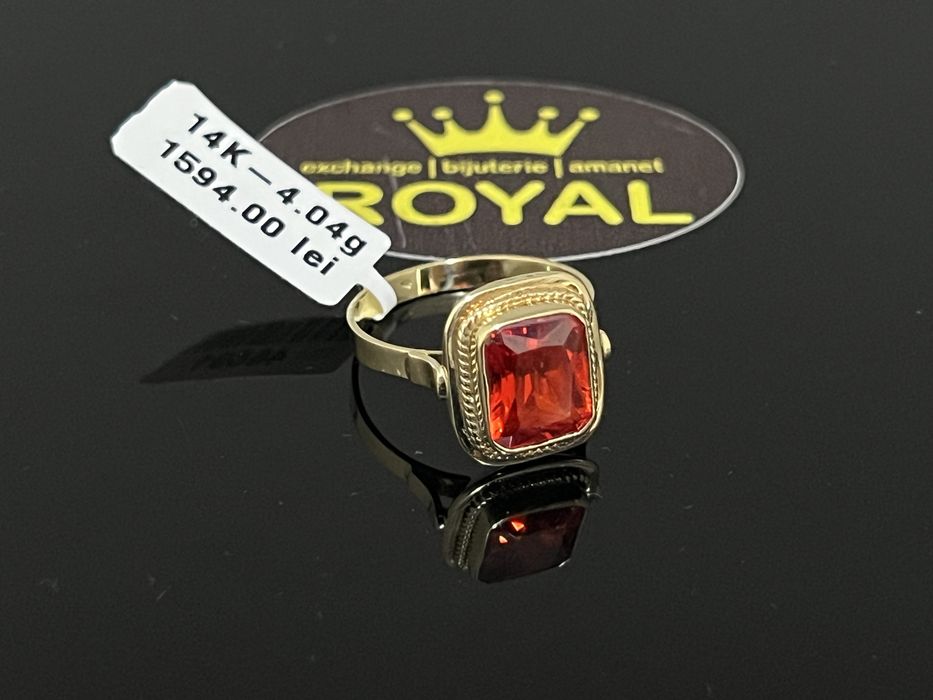 Bijuteria Royal CB : Inel dama poatra rosie aur 14L 585  4,04 gr