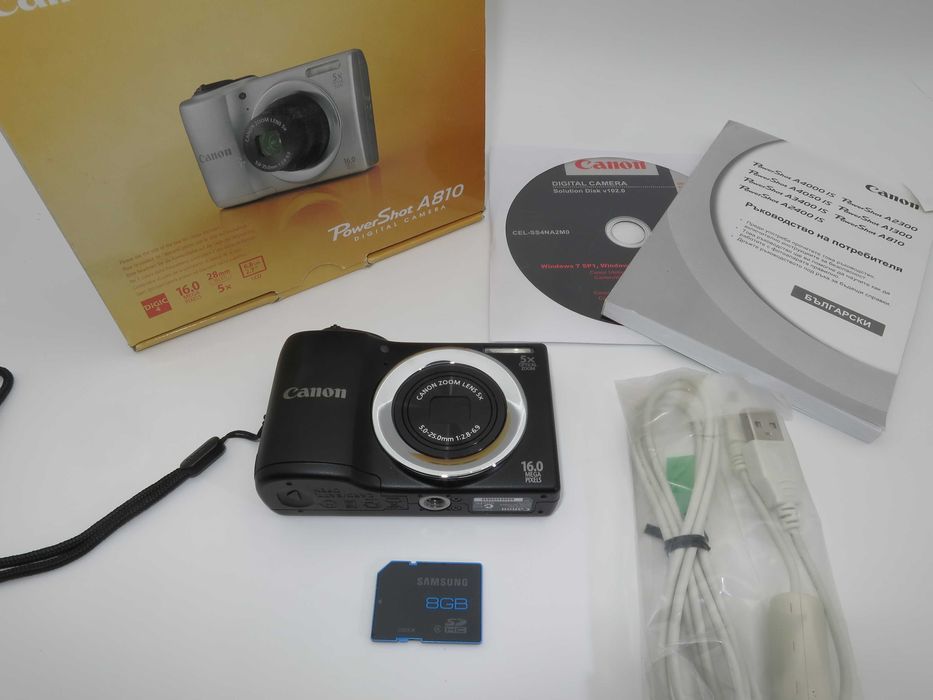 Canon PowerShot A810 ултра компактна дигитална камера, цифров фотапата, чисто нов ползван веднж, комплект, Тестана и работи отлично