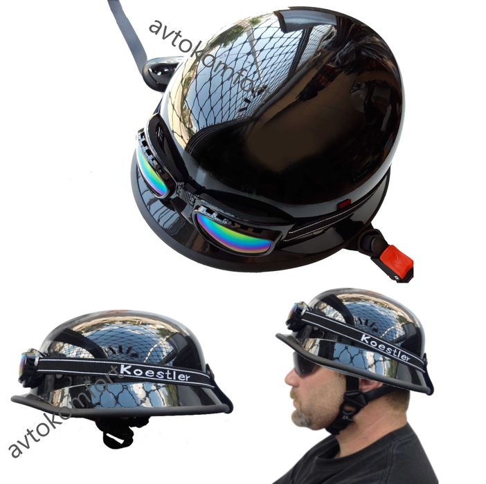 Военна Немска Каска Стил С Очила За Мотор Чопър Турър И Др.