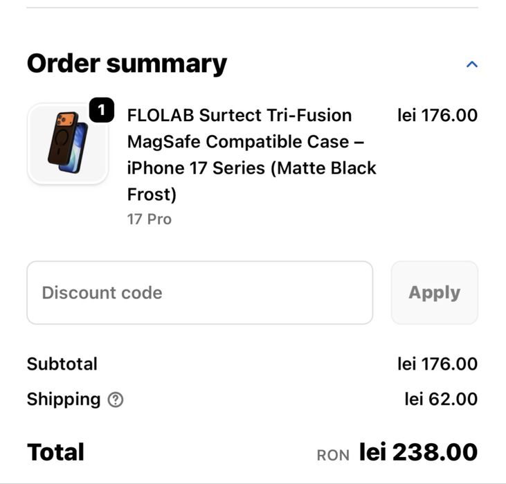 Husa Flolab Premium iphone 17 pro negru mat noua la cutie