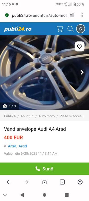 Vând anvelope Audi A4