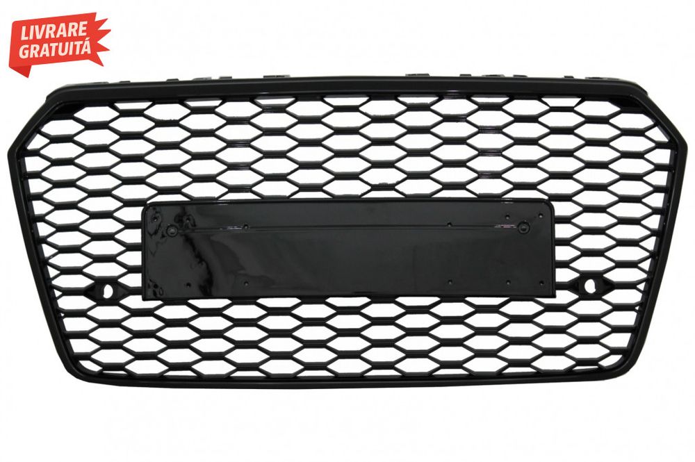 Grila Bara Fata AUDI A7 4G Facelift (2015-2017) RS7 Design Negru Lucio