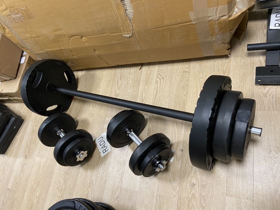 Pachet sala pt antrenament acasa, Gantere reglabile+haltera+Discuri  B