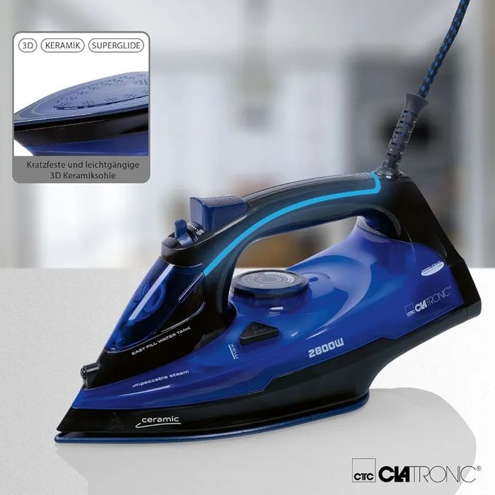 Нов парна ютия 2800 W Clatronic DB 3755 черно/синьо