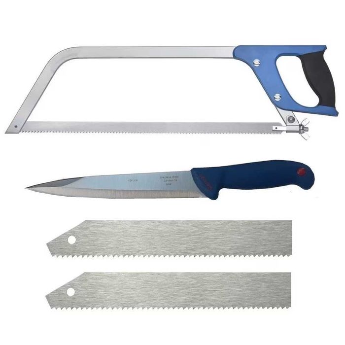 Set Fierastrau profesional macelarie taiat oase + 2panze rezerva+Cutit