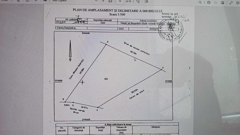 Vand teren 1420M zona PITESTI ARENA