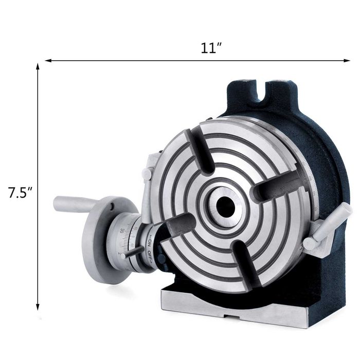 Masa rotativa divizoare 150mm verticala si orizontala, cap divizor pentru masina de frezat, disc gradat 360 grade, 4 canale, fonta HT200