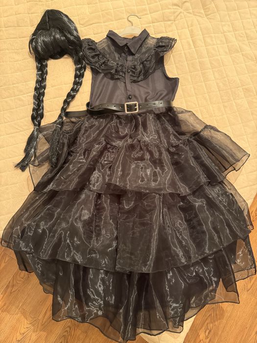 Платье Уэнсдей и парик