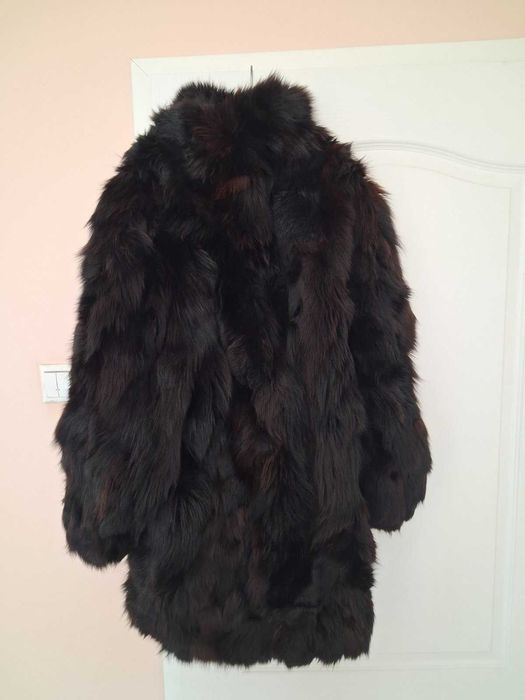 Женско зимно палто от естествена кожа с косъм - Размер L
