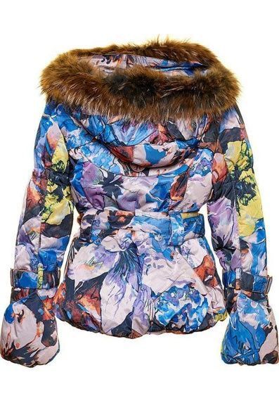 Шикарный пуховик! Мех енот