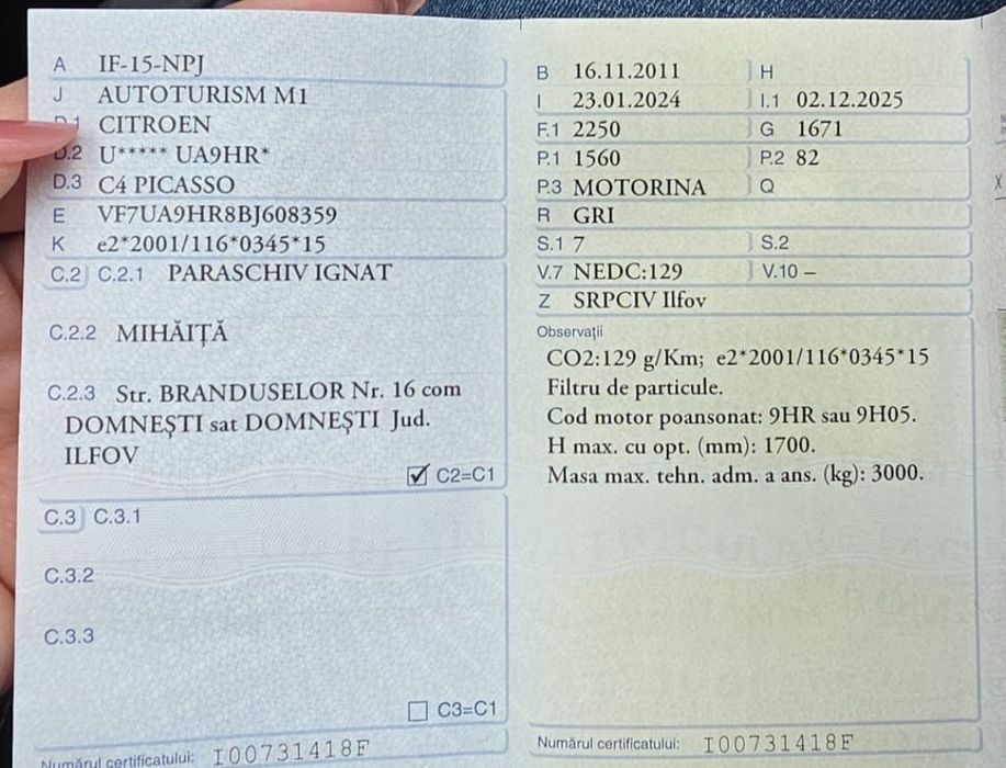 Citroen c4 grand picasso pret fix