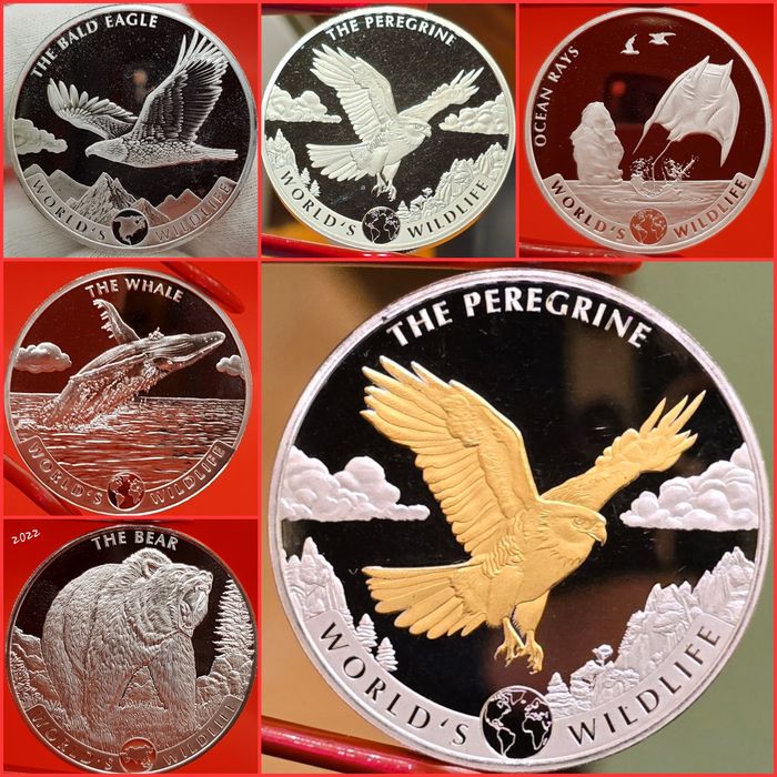 Congo Prehistoric Life Wildlife monede lingou argint 999