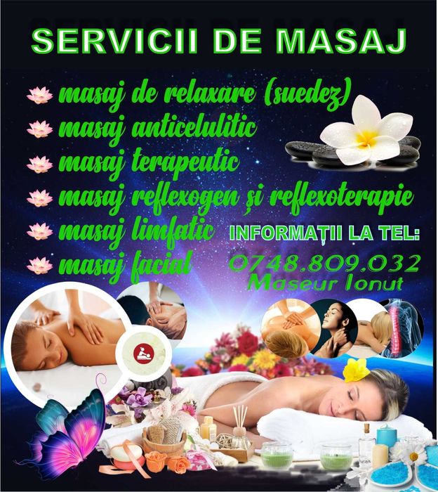 Masaj Profesional – Terapeutic, Relaxare, Reflexoterapie