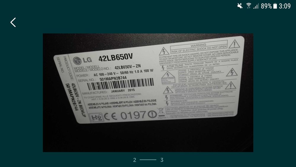 Ecran 42LB650 V functional