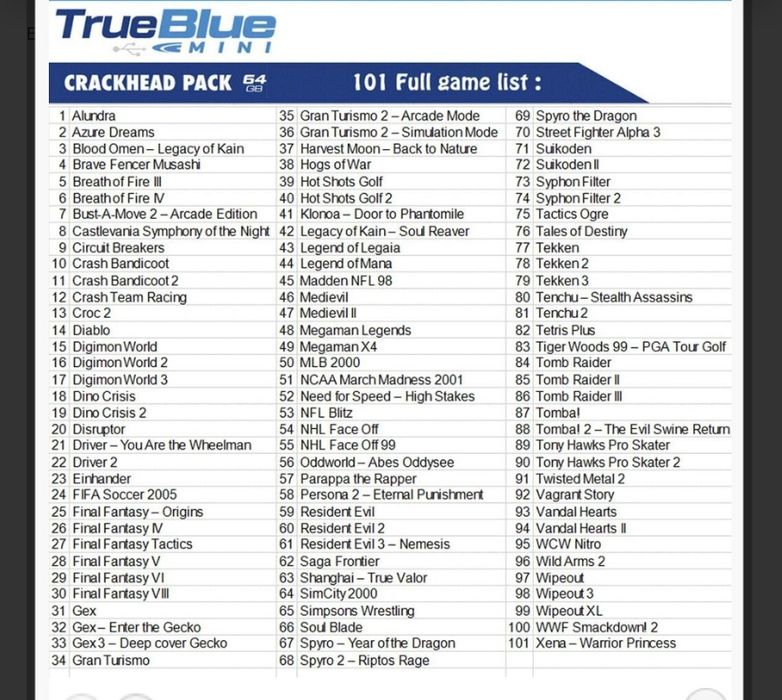 За  Playstation 1 classic флашки с 101 игри всяка