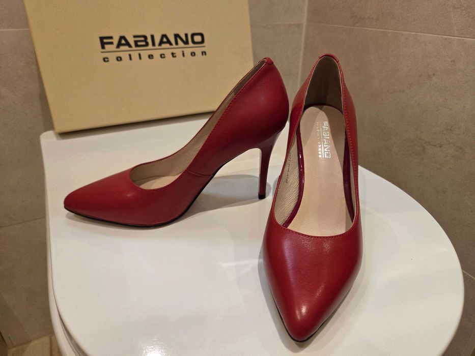 Червени кожени обувки FABIANO